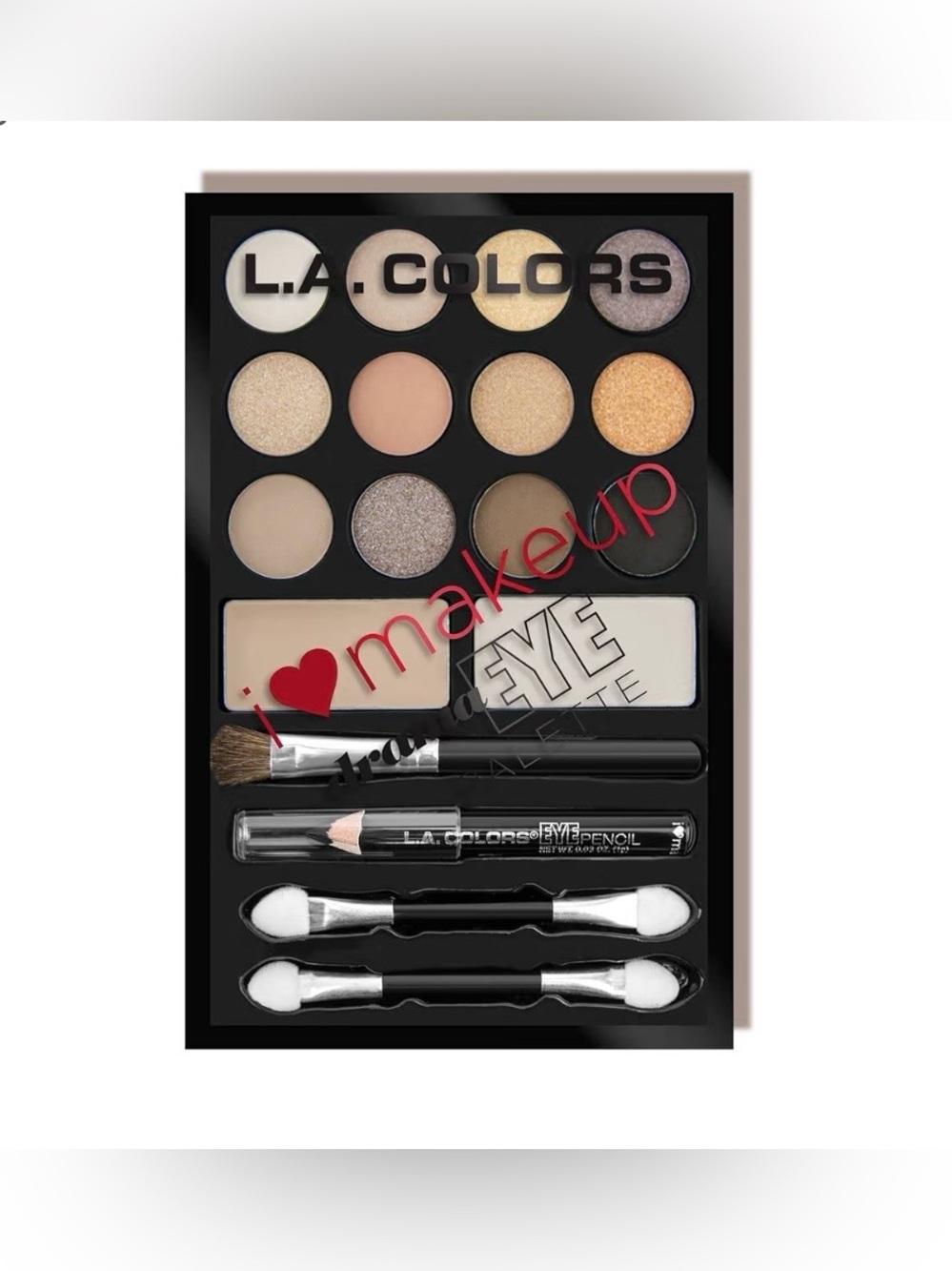 L.A. Colors Neutral & Gold Eyeshadow Palette with Brush and Applicators